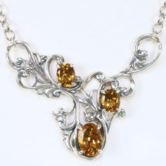 NEW Carolyn Pollack Sterling Silver 5+ carat Pear Citrine Necklace in the Box - Picture 2 of 6